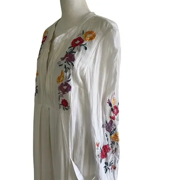 Free People Mia Gauze Embroidered Mini Dress White Boho Tunic L Boho Festival - Picture 5 of 10